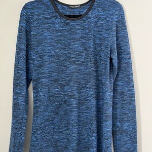 Dolce & Gabbana Men’s Blue Marled Long-Sleeve Crewneck Light Sweater, Gym Coll L
